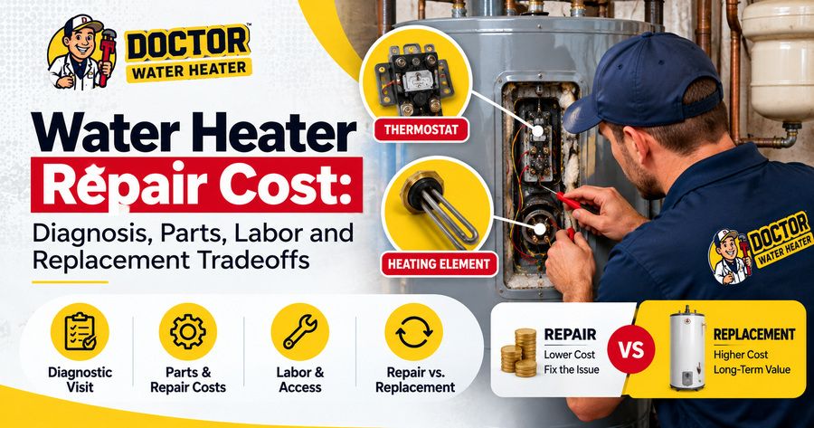 Read more about the article Water Heater Repair Cost: Diagnosis, Parts, Labor and Replacement Tradeoffs